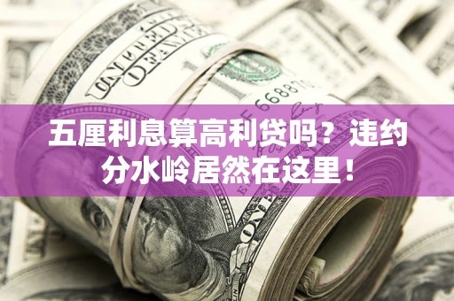 武汉五厘利息算高利贷吗？违约分水岭居然在这里！